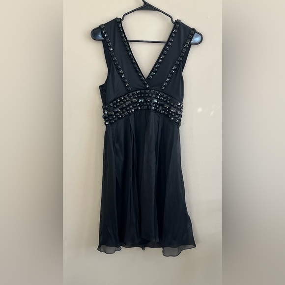 Bebe black silk sleeveless dress with beading small - Picture 9 of 16